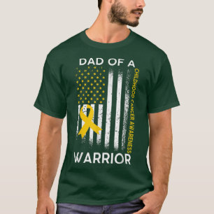 T-shirt Papa Of A Warrior Chilhood Cancer Awareness flag R