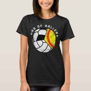 T-shirt Papa Of Ballers Drôle Soft Volleyball Soccer Da