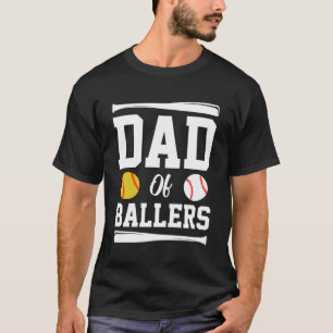 T-shirt Papa Of Ballers Fête des pères Softball Papa Baseb
