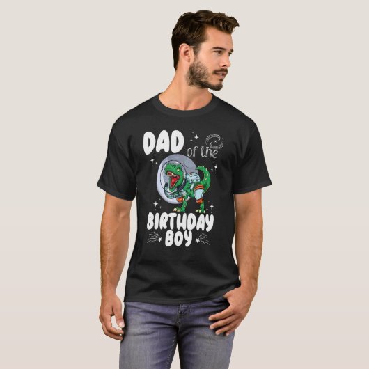 T-shirt Papa Of The Birthday Boy Astronaut Dinosaur Annive (Devant entier)