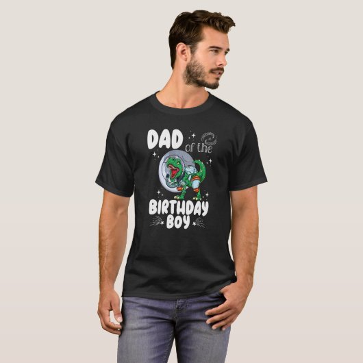 T-shirt Papa Of The Birthday Boy Astronaut Dinosaur Annive (Devant entier)