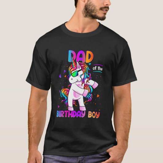T-shirt Papa of the Birthday Boy Dabbing Unicorn Party 1 (Devant)