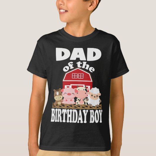 T-shirt Papa Of The Birthday Boy Farming Animals B day Par (Devant)