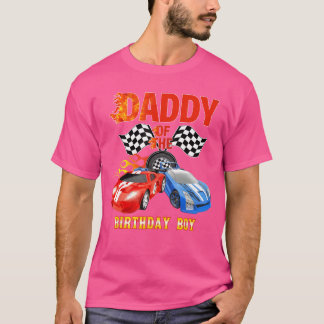 T-shirt Papa Of The Birthday Boy Fire Race Wheel Anniversa