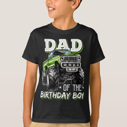 T-shirt Papa of the Birthday Boy Monster Truck Anniversair (Devant)