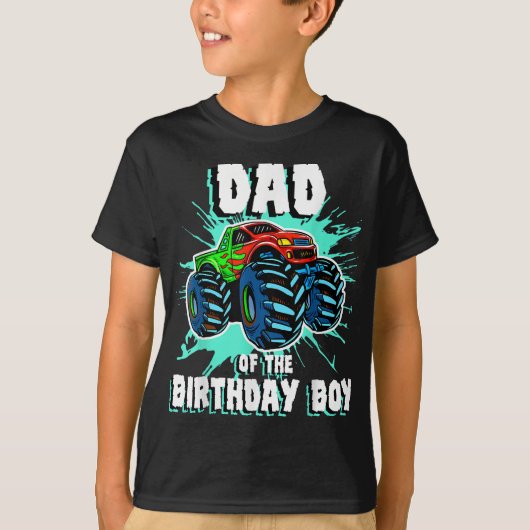 T-shirt Papa of the Birthday Boy Monster Truck Birthday Pa (Devant)