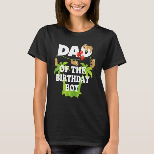T-shirt Papa Of The Birthday Boy Sloth Kid B Day Party mig (Devant)