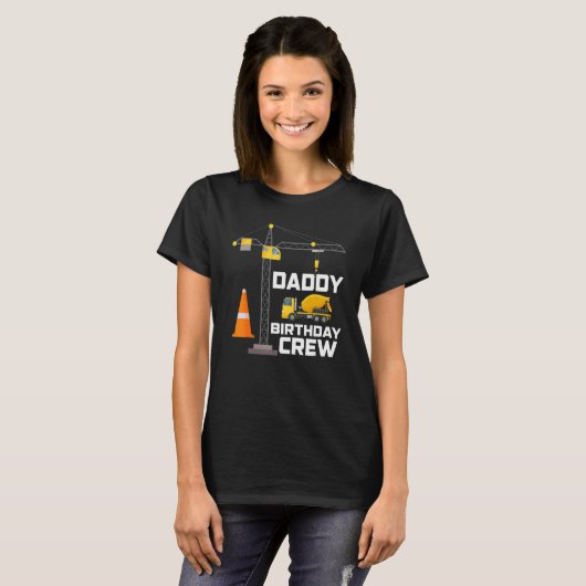 T-shirt Papa Of The Birthday Crew Construction Famille Mat (Devant entier)
