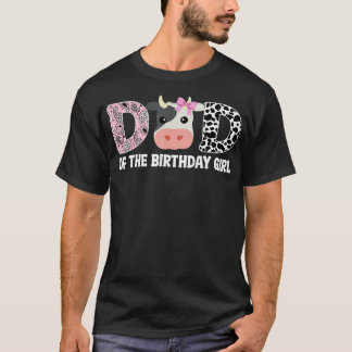 T-shirt Papa of the Birthday For Girl Cow Farm 1er Anniver