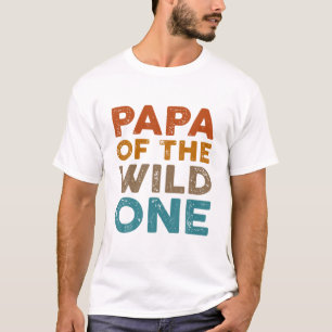 T-shirt Papa Of The Wild Fils Fille 1Er Anniversaire Gras