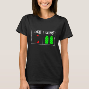 T-shirt Papa of Two Sons Funny Low Battery Fête des pères