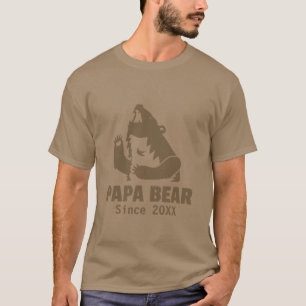 T-shirt Papa Ours Brun Depuis Année de Paternité Pour Papa