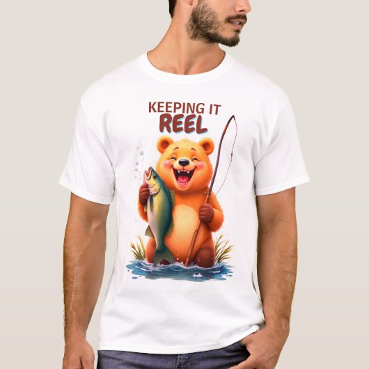 T-shirt Papa Ours de pêche Prend Poisson (Devant)