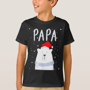 T-shirt Papa Ours Drôle de Noël Saint Chapeau Couples Fami