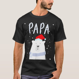 T-shirt Papa Ours Drôle de Noël Saint Chapeau Couples Fami