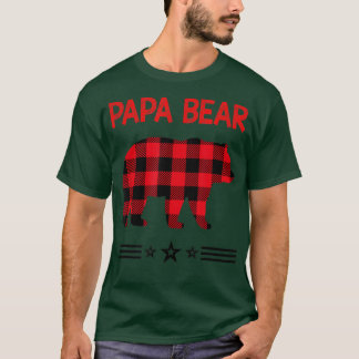 T-shirt Papa Ours en rouge Ours plaid