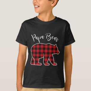 T-shirt Papa ours Pyjama Rouge Buffalo Noël Famille Drôle