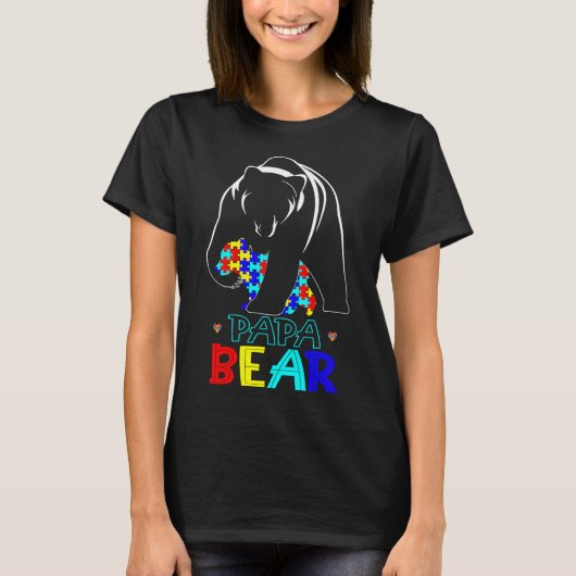 T-shirt Papa Ours Sensibilisation sur l'autisme Pour L'Aut (Devant)