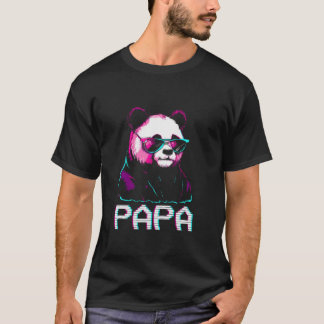 T-shirt Papa Panda Bear Retro Funny Papa Fête des Pères Bi