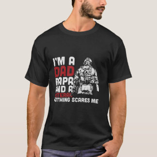 T-shirt Papa Papa Papa Et Un Vétéran Rien Ne Me Fait Peur