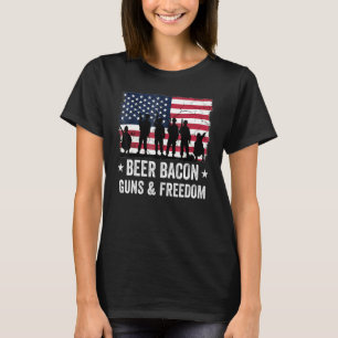 T-shirt Papa Papi Vétérinaire Us Drapeau Bacon Armes Freed