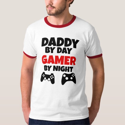 T-shirt Papa par le Gamer de jour par les Gamers drôles de (Devant)
