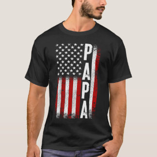 T-shirt Papa Patriotic American USA Flag Best Papa Ever