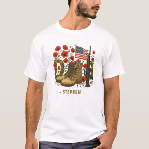 T-shirt Papa patriotique - Drapeau américain avec Bottes d