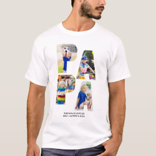 T-shirt PAPA Photo Collage Petits-Enfants Nom Lettre Cutou