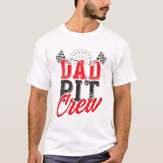 T-shirt Papa Pit Crew - Voiture de fête d'anniversaire (Devant)