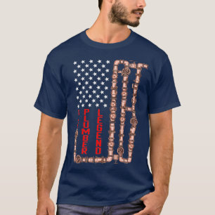 T-shirt Papa Plumber Légende Fête des pères drapeau améric