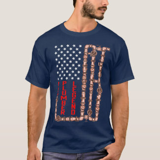 T-shirt Papa Plumber Légende Fête des pères drapeau améric