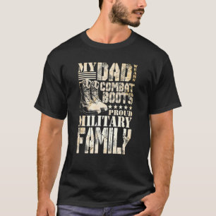 T-shirt Papa Porte Des Bottes De Combat Fière Famille Mili