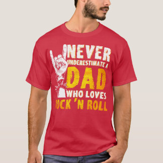 T-shirt Papa Qui Aime Rock N Roll Rock N Roll Guitare