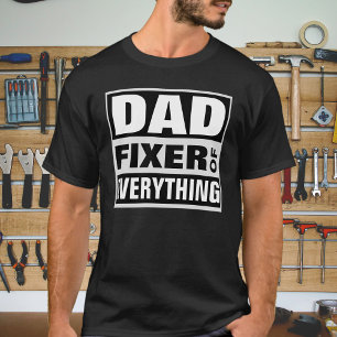 T-shirt Papa qui répare tout Gras Noir Blanc