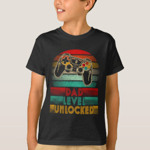 T-shirt Papa Rétro Niveau Débloqué Nouveau Contrôleur Papa