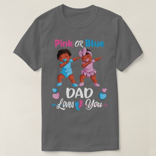 T-shirt Papa Rose Ou Bleu Vous Aime Bébé Noir Genre Revea (Design devant)