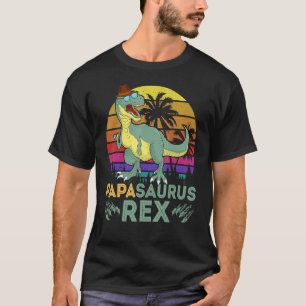T-shirt Papa Saurux Rex Dinosaur Retro Coucher de soleil P