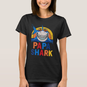 T-shirt Papa Shark Retro Pajamas Père Day Papa Shark