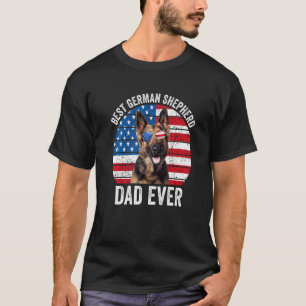 T-shirt Papa Shepherd allemand patriotique chien drapeau a