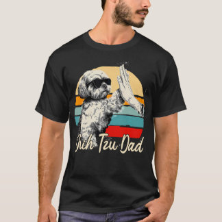 T-shirt Papa Shih Tzu Rétro Cool Drôle Chien Vintage