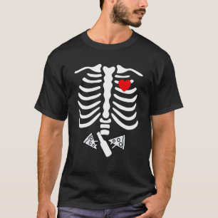T-shirt Papa Skeleton Halloween Bière Pizza Drôle Grossess