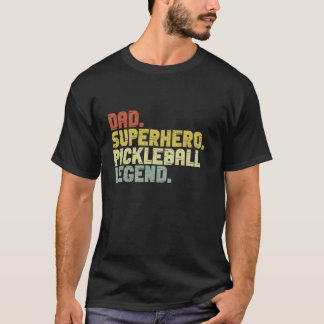 T-shirt Papa Superhero Pickeball Legend Retro Pickleball D