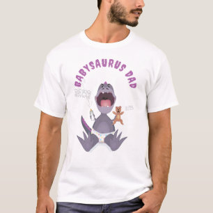 T-shirt Papa T-rex Babysaurus Violet