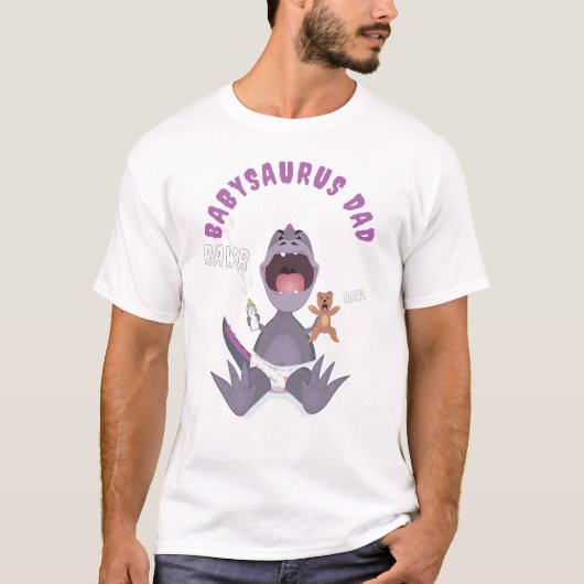 T-shirt Papa T-rex Babysaurus Violet (Devant)