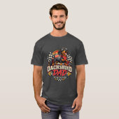 T-shirt Papa Teckel Course Drapeau à Damier Chien Long (Devant entier)