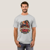 T-shirt Papa Teckel Course Drapeau à Damier Chien Long (Devant entier)