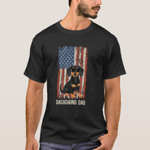 T-shirt Papa teckel d'un père teckel Drapeau américain Dox