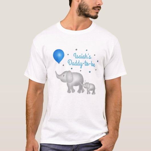 T-shirt Papa to Be Elephant Thème Baby Boy Baby shower (Devant)