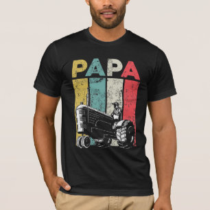 T-shirt Papa Tracteurs Fermier père de l'agriculture rétro